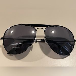 Elizabeth and James Black Double Bridge Aviator Sunglasses